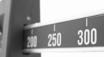 Close-up of a mechanical scale dial