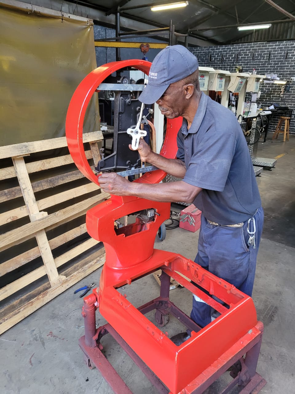Premier Scale Services technician servicing an LPG gas filling scale